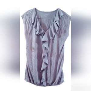 LOFT Ann Taylor Women's Gray Shirt Top Ruffles